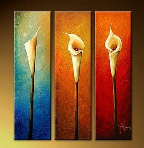 Calla Lily Art, Abstract Art, Flower Art, Bedroom Wall Art, Large Art, Wall Painting, 3 Piece Wall Art, Canvas Art-Art Painting Canvas