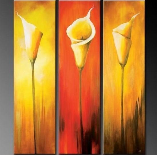 Calla Lily Art, Abstract Flower Painting, Flower Canvas Painting, Bedroom Wall Art Paintings, 3 Piece Wall Art, Dining Room Canvas Art Ideas-Art Painting Canvas