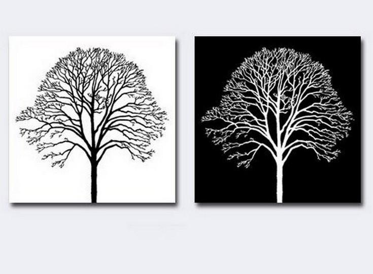 Canvas Painting, Black and White Art, Abstract Painting, Wall Hanging, Tree of Life Art Painting-Art Painting Canvas