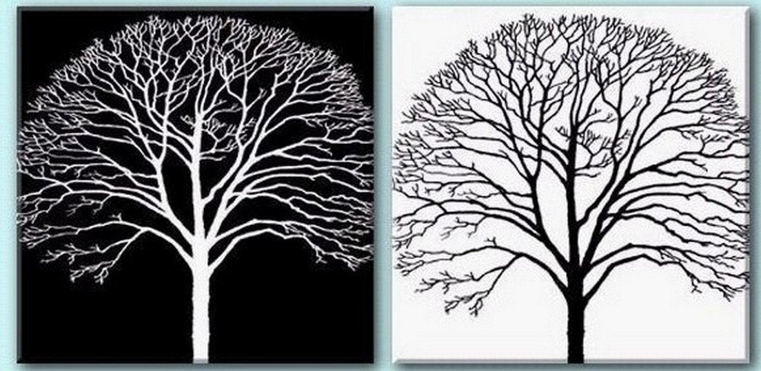 Tree Painting, Black and White Art, Abstract Art, Abstract Painting, Wall Art, Wall Hanging, Dining Room Wall Art, Modern Art, Hand Painted Art-Art Painting Canvas