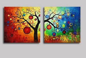 Heavy Texture Art, 3 Piece Abstract Art, Canvas Painting, Colorful Tree Painting, Abstract Painting, Tree of Life Painting-Art Painting Canvas