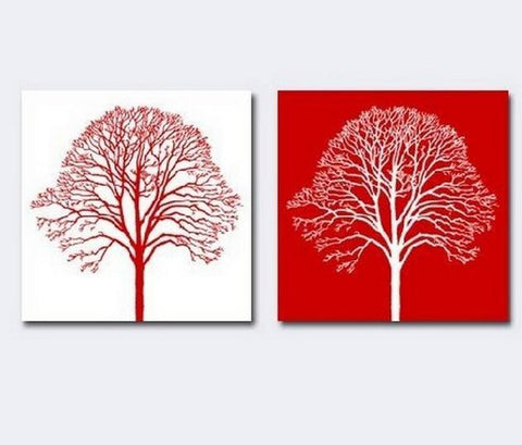 Red and White Art, Tree of Life Painting, Canvas Painting, Abstract Art, Abstract Painting, Wall Art, Wall Hanging, Dining Room Wall Art, Hand Painted Art-Art Painting Canvas