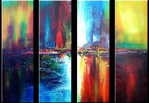 Abstract Wall Art Paintings, Ready to Hang Painting, Modern Wall Art Ideas, Living Room Canvas Painting, Abstract Painting on Canvas, 4 Piece Wall Art-Art Painting Canvas
