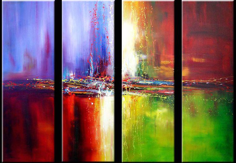 Simple Modern Art, Abstract Wall Art Paintings, Ready to Hang, Bedroom Wall Paintings, Simple Canvas Painting, Abstract Painting for Sale, 4 Piece Wall Art-Art Painting Canvas