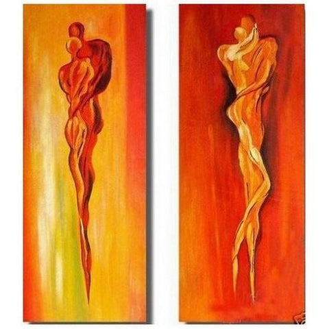 Contemporary Art, Abstract Art of Love, Bedroom Wall Decor, Art on Canvas, Lovers Painting-Art Painting Canvas