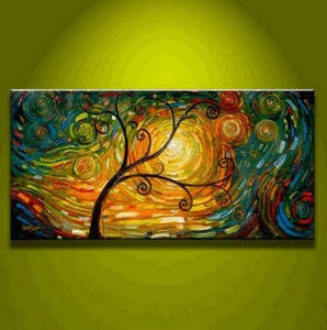 Contemporary Art, Abstract Art, Tree of Life Painting, Abstract Art Painting, Living Room Wall Art, Canvas Art-Art Painting Canvas