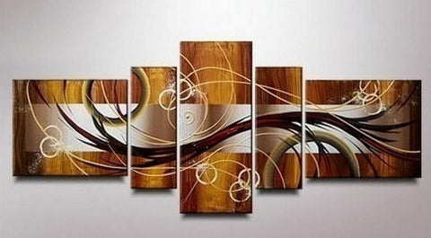 Abstract Lines Art, Canvas Art Painting, Huge Wall Art, Acrylic Art, 5 Piece Wall Painting, Canvas Painting, Hand Painted Art-Art Painting Canvas