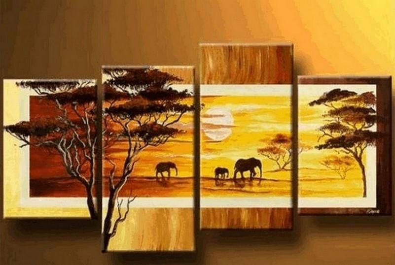 African Painting, Sunset Painting, Large Painting for Sale, Hand Painted Canvas Art, Landscape Paintings, Living Room Wall Art Paintings-Art Painting Canvas