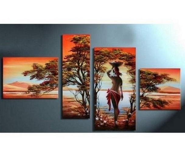 African Girl Painting, Hand Painted Canvas Art, Acrylic Painting on Canvas, African Canvas Painting, Living Room Wall Art Paintings-Art Painting Canvas