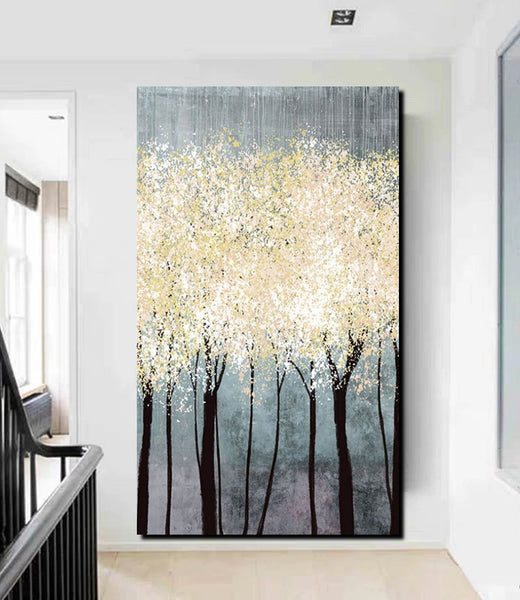 Acrylic Abstract Painting, Tree Paintings, Large Painting on Canvas, Living Room Wall Art Paintings, Buy Paintings Online, Acrylic Painting for Sale-Art Painting Canvas