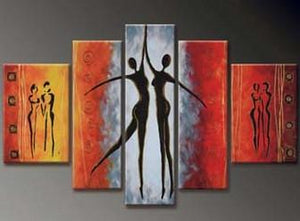 Dancing Figure Painting, Abstract Art, Canvas Painting, Wall Art, Large Art, Abstract Painting, Large Canvas Art, 5 Piece Wall Art, Bedroom Wall Art-Art Painting Canvas