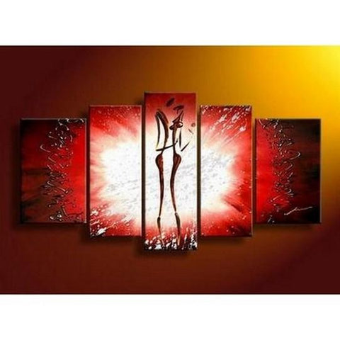 Canvas Art, 5 Panel Canvas Art, Abstract Art of Love, Canvas Painting, Wall Art, Lovers Painting-Art Painting Canvas