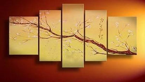 Flower Tree Painting, Plum Tree, Abstract Art, Abstract Painting, Canvas Painting, Wall Art, Large Abstract Art, Acrylic Art, Bedroom Wall Art-Art Painting Canvas