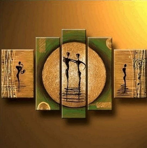 Canvas Art, 5 Piece Canvas Art, African Woman Painting, Abstract Art, Canvas Painting, Abstract Painting of Love-Art Painting Canvas