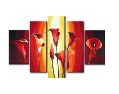 Flower Art, Canvas Painting, Abstract Art, Calla Lily Painting, Large Canvas Art, Abstract Painting, 5 Piece Wall Art, Modern Art, Acrylic Art-Art Painting Canvas