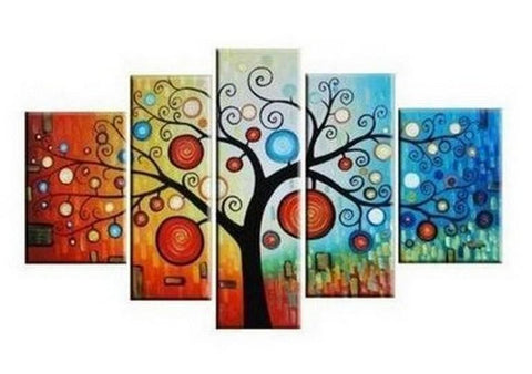 Tree of Life Painting, Abstract Art, Abstract Painting, Large Canvas Art, Heavy Texture Art, Flower Art, Canvas Painting, 5 Piece Wall Art, Modern Art, Acrylic Art-Art Painting Canvas