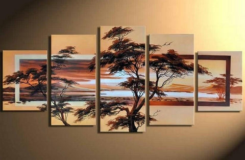 Tree of Life Painting, Ready to Hang, Large Art, Abstract Art, Flower Oil Painting, Abstract Painting, Canvas Painting, 5 Piece Wall Art, Canvas Art Painting-Art Painting Canvas