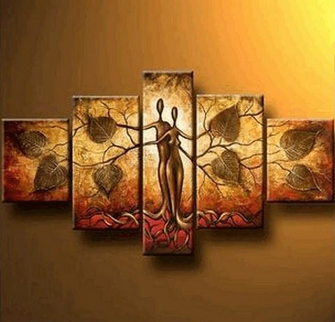 Canvas Painting, Abstract Painting, Tree of life Painting, Ready to Hang, Abstract Wall Art, 5 Piece Art Painting-Art Painting Canvas