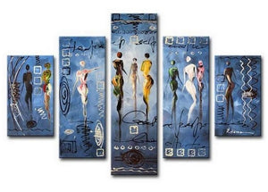 Abstract Art, Abstract Figure Art, Canvas Painting, Large Wall Art, Abstract Painting, Living Room Art, 5 Piece Art, Living Room Wall Art-Art Painting Canvas