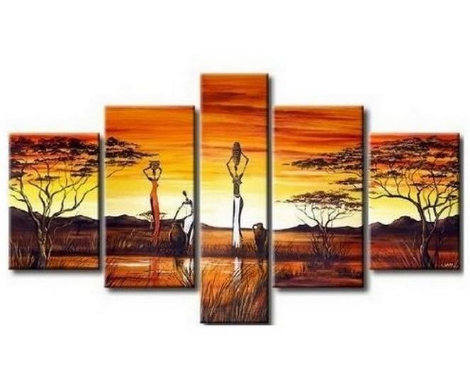 Large Canvas Art, 5 Piece Abstract Art, African Woman Painting, African Girl Painting, Canvas Painting, Abstract Painting, Bedroom Art painting-Art Painting Canvas