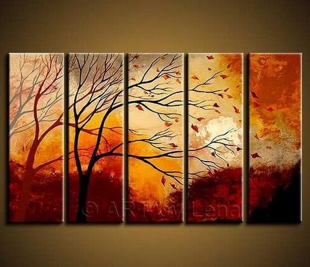 Landscape Painting, Large Wall Art, Abstract Art, Landscape Art, Canvas Painting, Oil Painting, 5 Piece Wall Art, Huge Wall Art, Ready to Hang-Art Painting Canvas