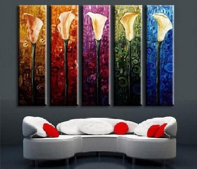 Acrylic Flower Painting, Calla Lily Painting, Flower Canvas Painting, Acrylic Canvas Painting for Bedroom, Multiple Canvas Painting-Art Painting Canvas