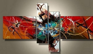 Abstract Modern Painting, 4 Piece Wall Art Paintings, Living Room Canvas Painting, Hand Painted Art, Group Painting for Sale-Art Painting Canvas
