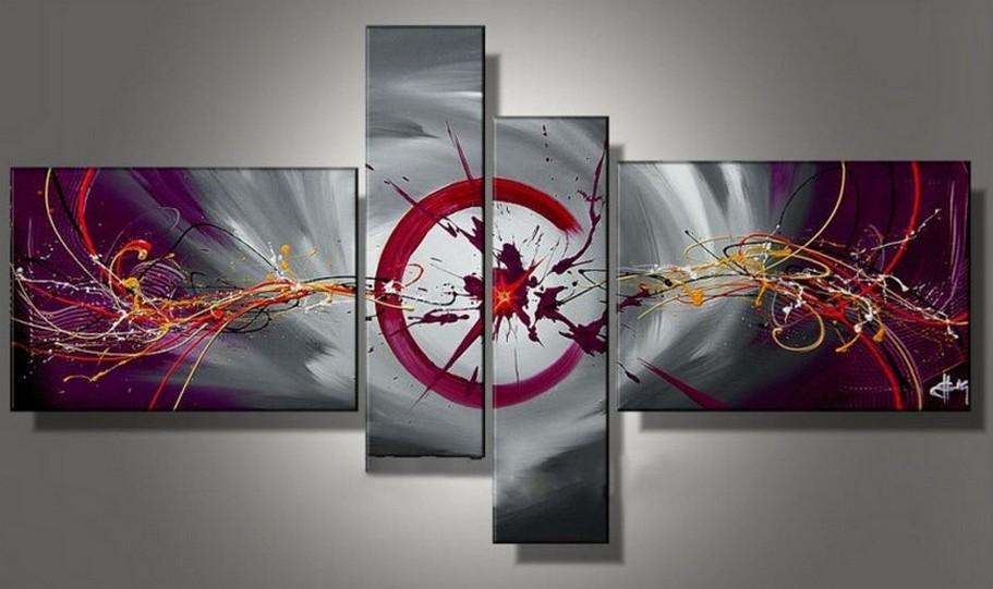 Large Canvas Art Painting, Large Wall Paintings for Living Room, Abstract Canvas Painting, 4 Panel Canvas Painting, Hand Painted Art on Canvas-Art Painting Canvas