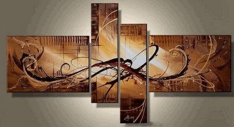 Simple Canvas Art Painting, Acrylic Art Painting on Canvas, 4 Panel Wall Art, Canvas Painting for Sale, Hand Painted Acrylic Paintings-Art Painting Canvas