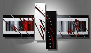 Abstract Lines Painting, Canvas Art Painting, Acrylic Art Paintings, Living Room Wall Art Ideas, 4 Panel Wall Art, Hand Painted Canvas Art-Art Painting Canvas
