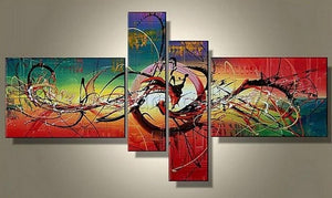 Simple Modern Wall Art, Acrylic Canvas Paintings, Abstract Lines Painting, Large Abstract Art for Sale, 4 panel Wall Art Ideas, Modern Canvas Painting, Hand Painted Art-Art Painting Canvas