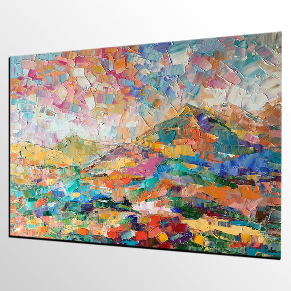 Custom Abstract Painting, Abstract Mountain Landscape Painting, Oil Painting, Heavy Texture Art-Art Painting Canvas