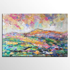 Abstract Mountain Landscape Painting, Custom Landscape Painting on Canvas, Large Painting for Living Room, Heavy Texture Painting-Art Painting Canvas