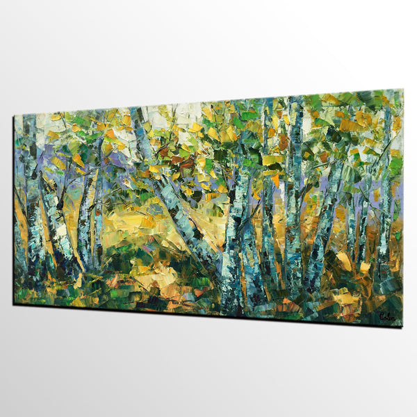 Landscape Wall Art Paintings, Custom Palette Knife Paintings, Autumn Tree Painting, Impression Painting, Landscape Painting on Canvas-Art Painting Canvas
