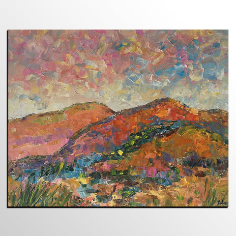 Custom Landscape Oil Painting, Original Artwork, Autumn Mountain Painting, Canvas Painting-Art Painting Canvas