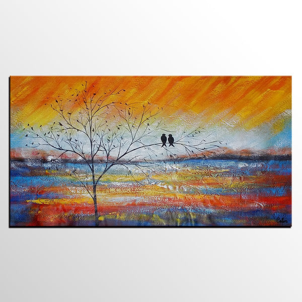 Acrylic Abstract Painting, Love Birds Painting, Living Room Wall Art Paintings, Custom Original Paintings, Acrylic Painting for Sale-Art Painting Canvas