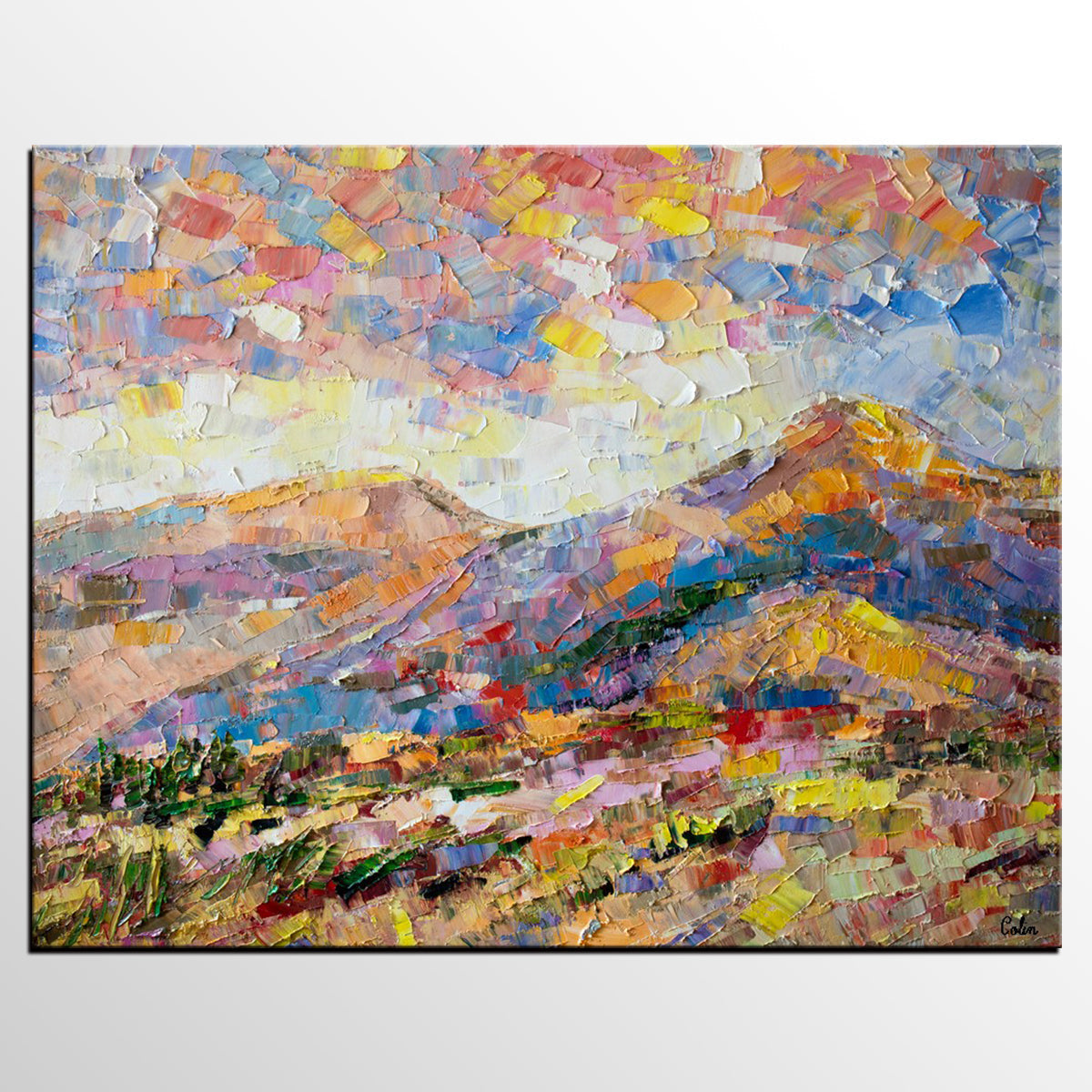 Oil Painting on Canvas, Mountain Landscape Painting, Custom Original Painting for Sale, Landscape Canvas Painting for Bedroom-Art Painting Canvas