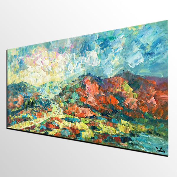 Original Wall Art, Mountain Landscape Painting, Large Wall Art, Original Artwork, Canvas Painting-Art Painting Canvas