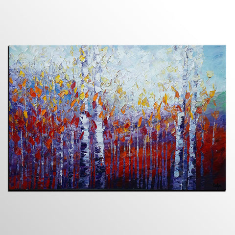 Custom Canvas Art, Autumn Tree Painting, Abstract Landscape Painting, Canvas Painting-Art Painting Canvas