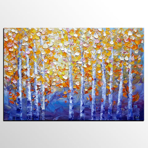 Autumn Landscape Paintings, Tree Painting, Modern Landscape Painting, Custom Art, Canvas Painting for Living Room-Art Painting Canvas