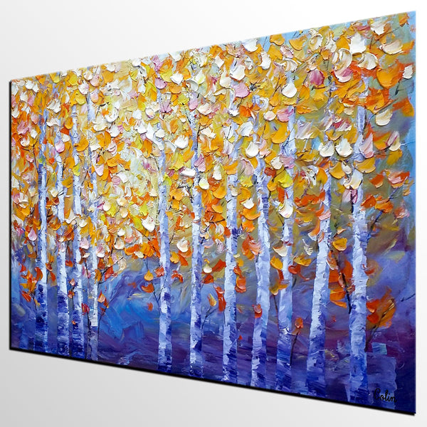 Autumn Landscape Paintings, Tree Painting, Modern Landscape Painting, Custom Art, Canvas Painting for Living Room-Art Painting Canvas