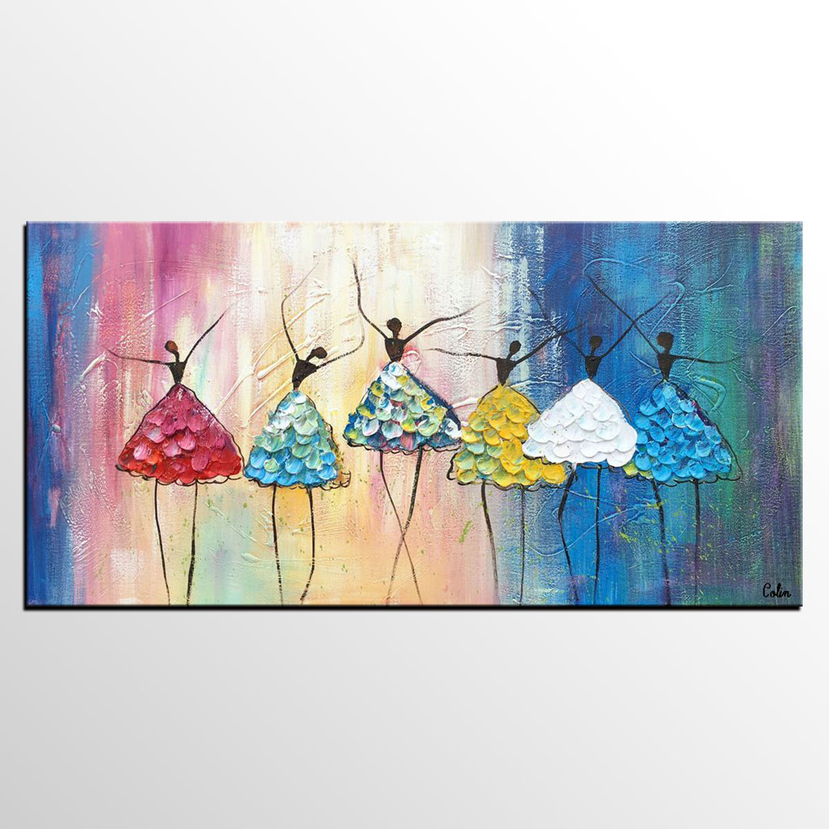 Original Art Autumn Landscape Canvas Wall Art, Large Oil Painting Original Painting, Abstract Wall Art Paintings Ballet Dancer