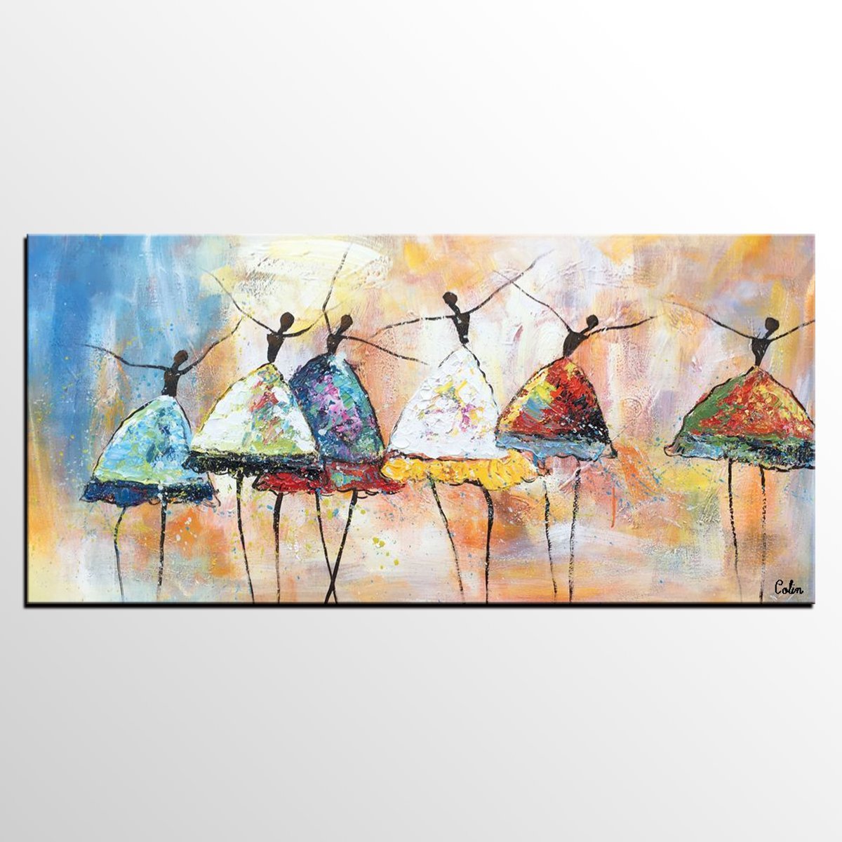 Canvas Art Ballet Dancer Wall Art, Abstract Painting Large, Original Artwork For Dance Lovers, Elegant Figurative Art, Extra Large Canvas
