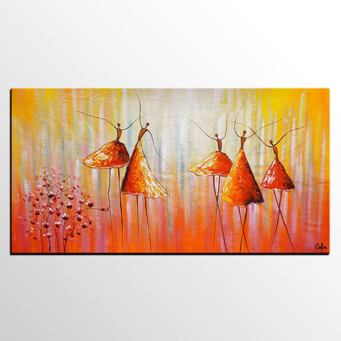 Dancing Painting, Ballet Dancer Painting, Large Abstract Painting for Sale, Heavy Texture Painting, Modern Paintings for Bedroom-Art Painting Canvas