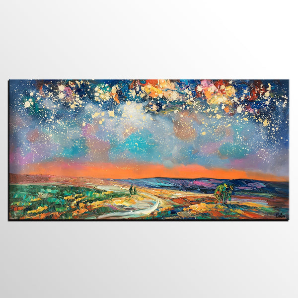 Canvas Art, Starry Night Sky Painting, Bedroom Wall Art, Abstract Painting, Custom Painting-Art Painting Canvas