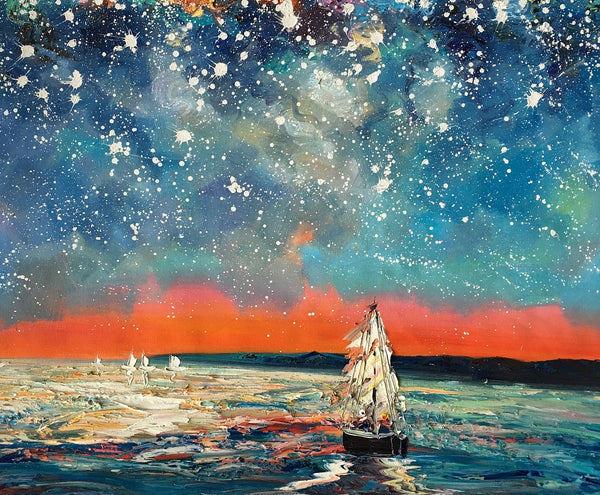 Landscape Painting, Starry Night Sky, Abstract Painting, Canvas Art, Custom Extra Large Canvas Painting-Art Painting Canvas