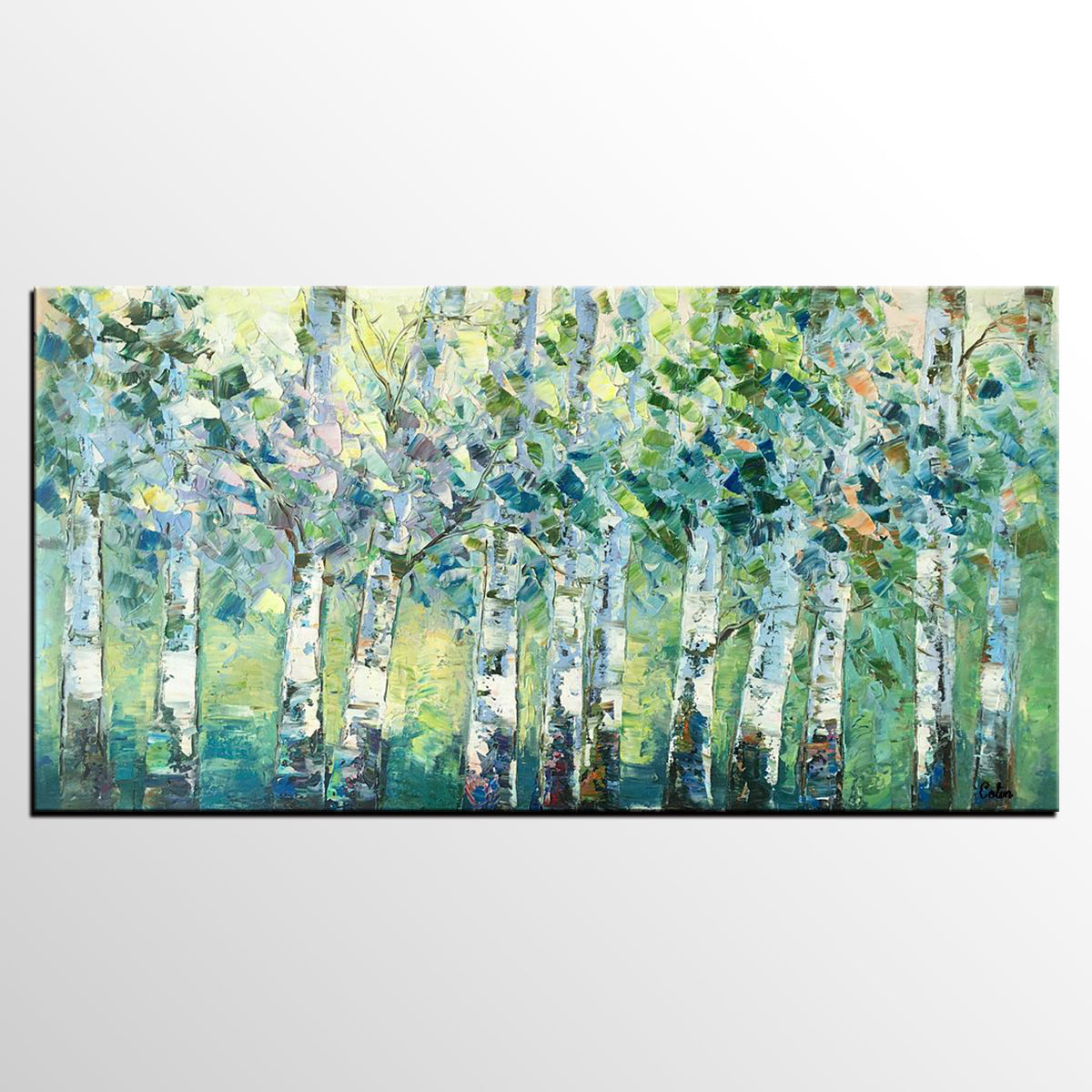 Spring Tree Painting, Original Painting, Custom Extra Large Painting, Oil Painting for Dining Room-Art Painting Canvas