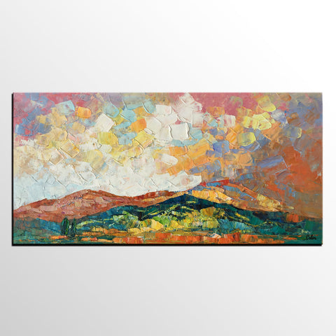 Mountain Landscape Painting, Original Artwork, Custom Extra Large Art, Canvas Artwork-Art Painting Canvas