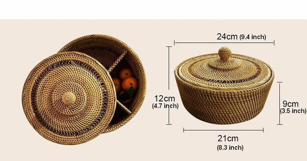Indonesia Woven Storage Basket, Small Food and Snacks Basket, Kitchen Storage Basket, Storage Basket for Dining Room-Art Painting Canvas