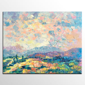 Custom Landscape Oil Painting, Original Artwork, Spring Mountain Painting, Canvas Painting-Art Painting Canvas